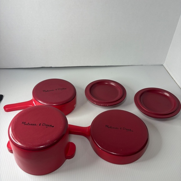 Melissa & Doug Deluxe Wooden Kitchen Accessory Set Red - Pots & Pans 5 pcs 2610 - Picture 15 of 15